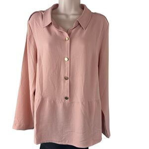 Denim & Co. Women’s Medium Shirred Waist Peplum Shirt-Misty Rose  (834)